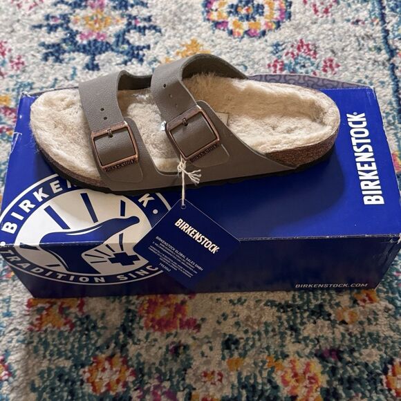 Birkenstock Women's Arizona Shearling Suede Sandals Size 36 New In Box - Picture 12 of 13